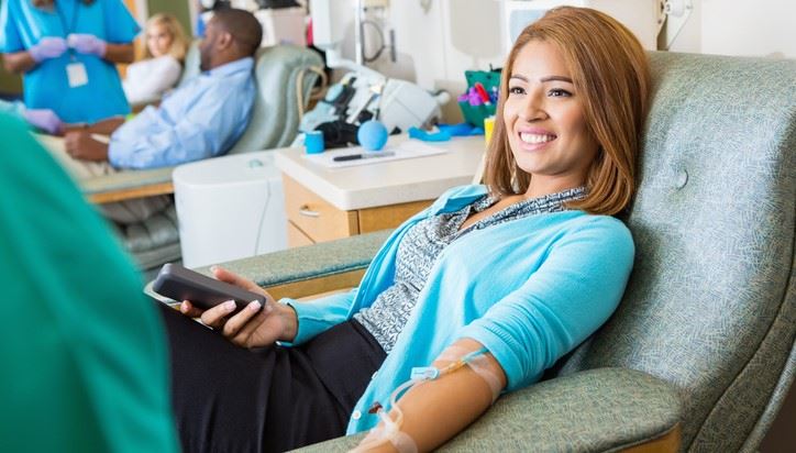 Woman donating blood